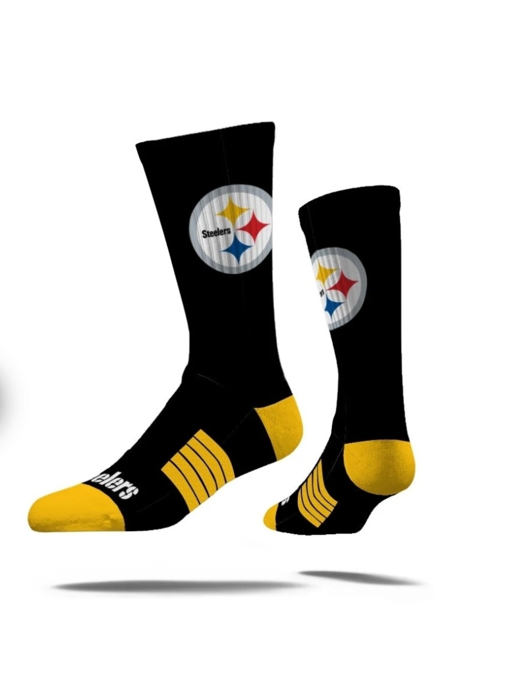 NWT: Pittsburgh Steelers Black & Gold Crew Socks - Men's Athletic Support
